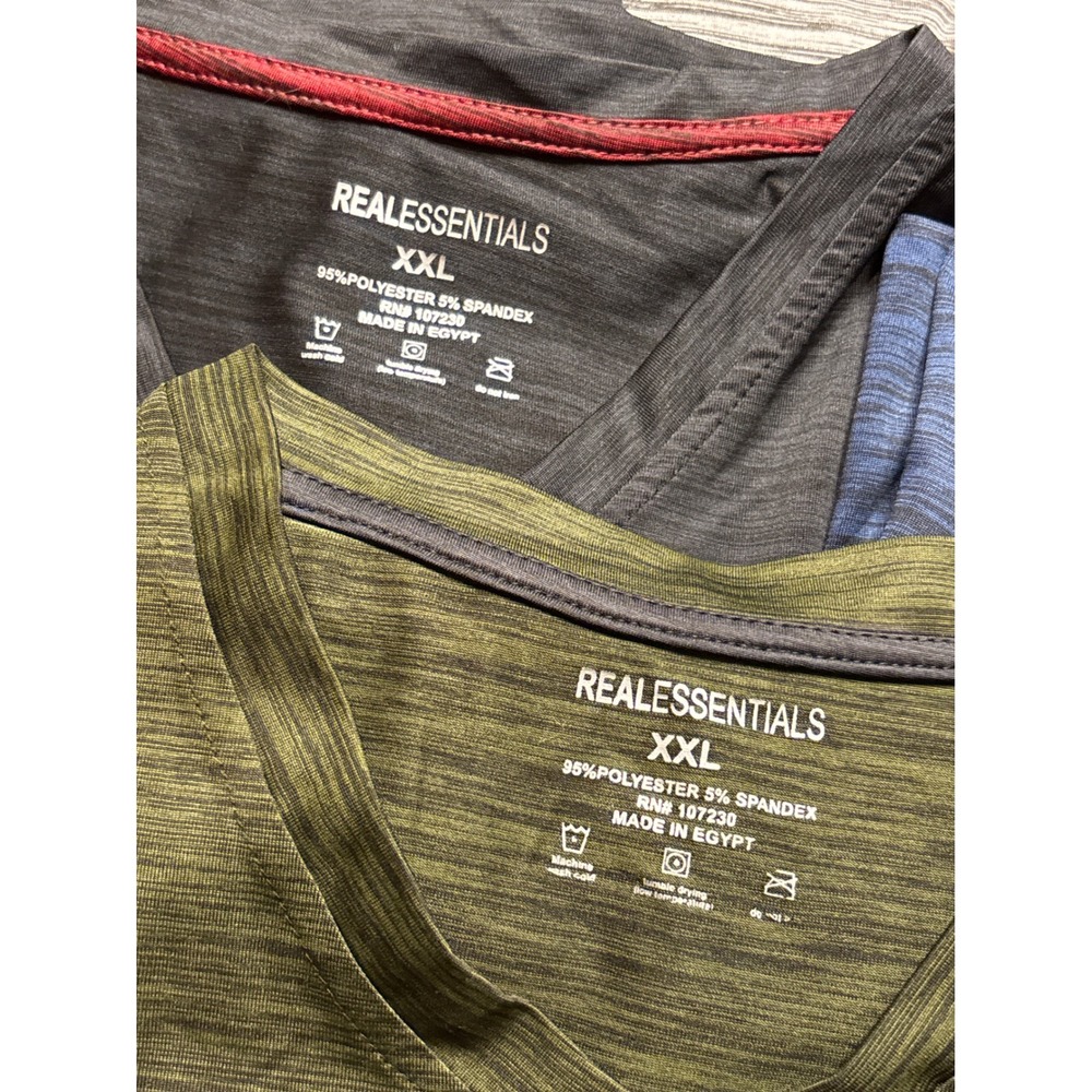 Real Essentials Mens 5-Pack V-Neck Active T-Shirts XXL Heathered Space Dye Multi - Picture 2 of 8